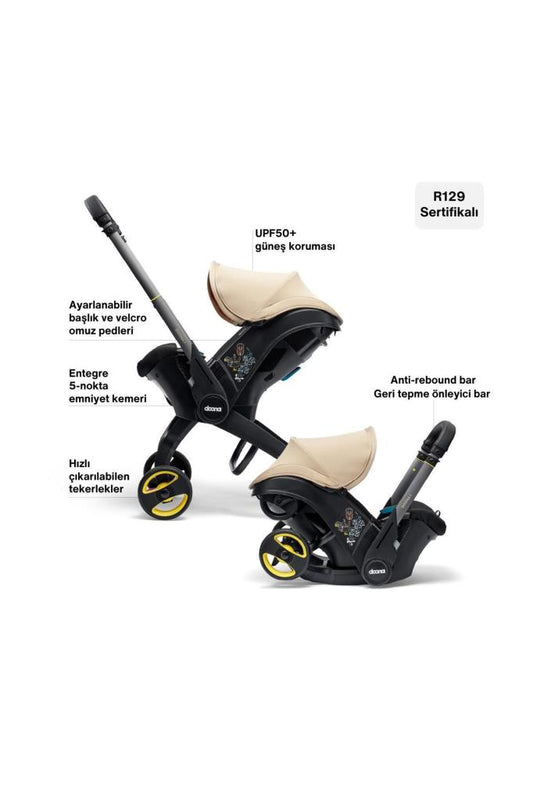 İ Bebek Arabasına Dönüşen Tekerlekli gr 0 Ana Kucağı Oto Koltuğu - Sahara Sand