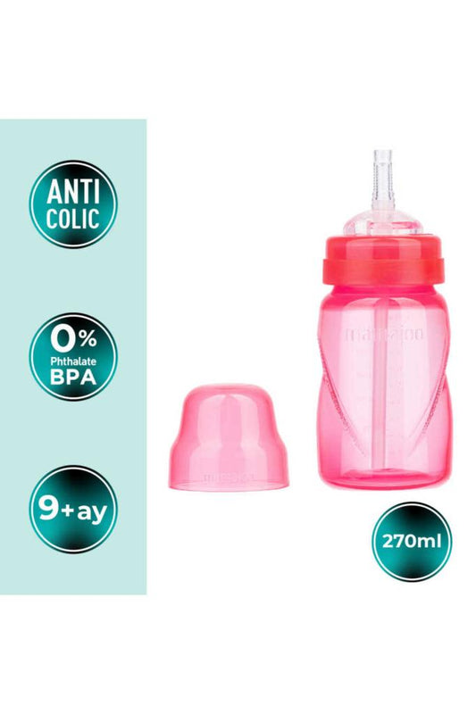 Antikolik Akıtmaz Pipetli Bardak 270 ml Pembe, 12 Ay+
