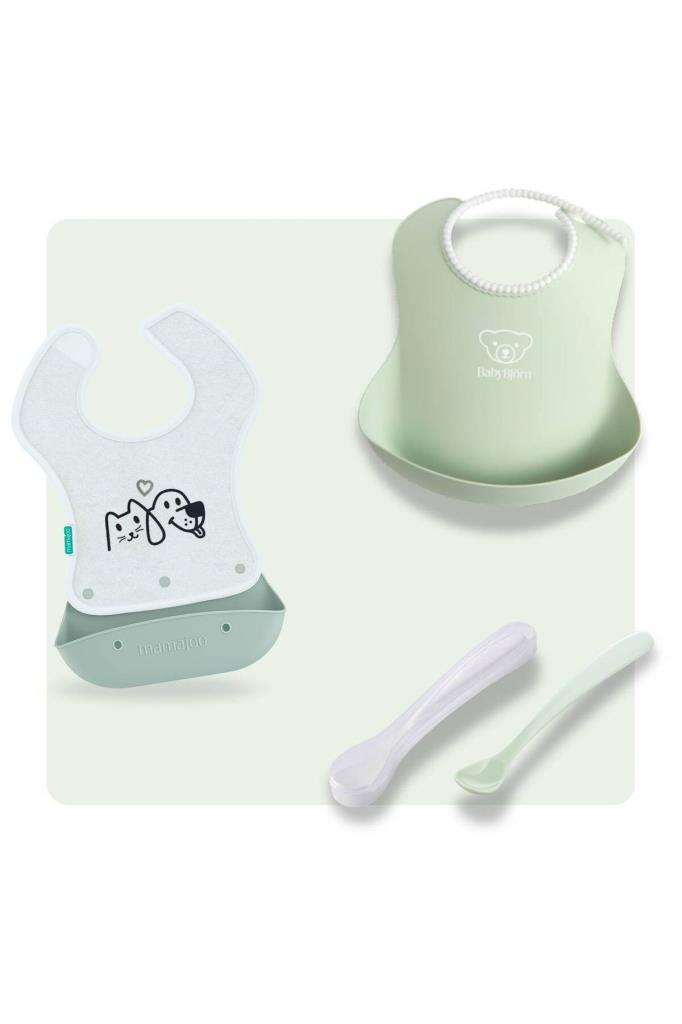 BabyBjörn & 3'lü Beslenme Seti - Powder Green