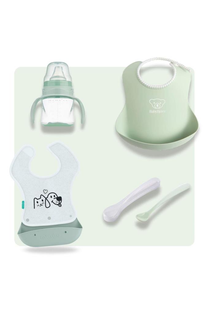 BabyBjörn & 4'lü Beslenme Seti - Powder Green