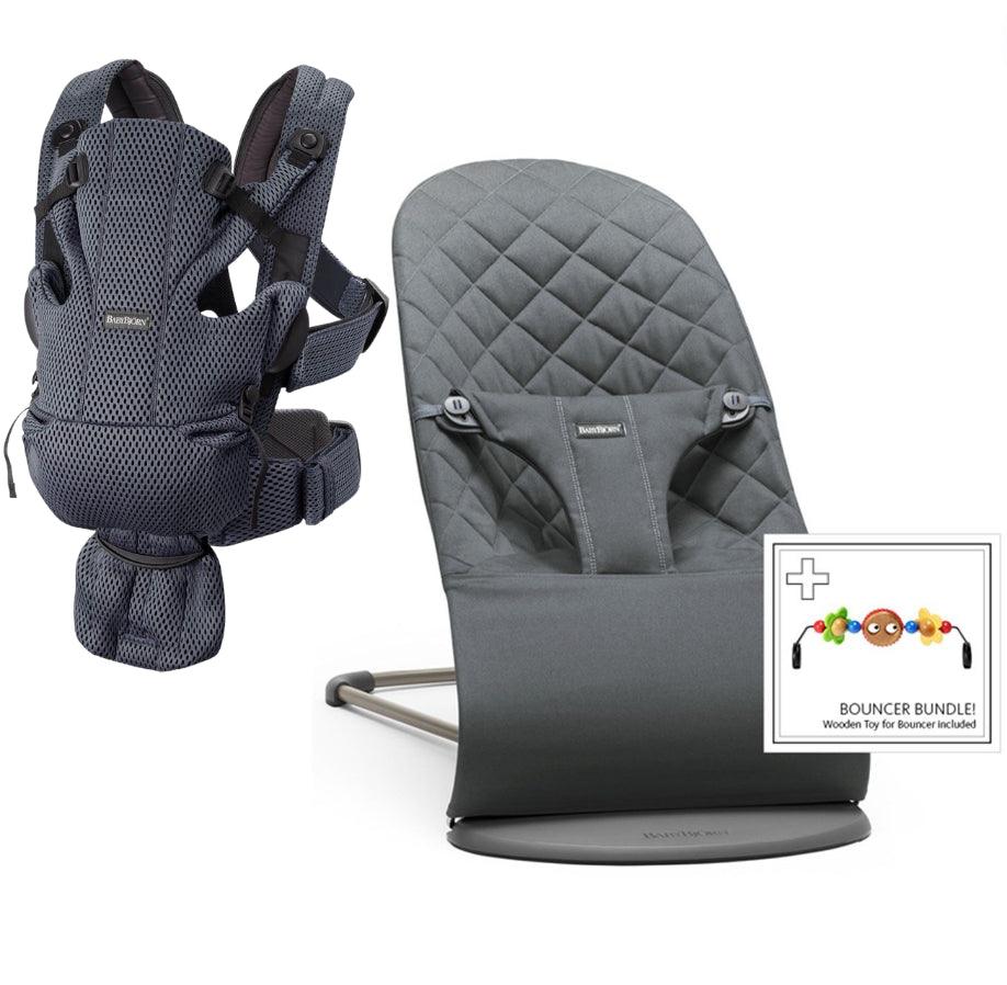 BabyBjörn Bliss Ana Kucağı Cotton Oyuncaklı / Anthracite & Babybjörn Kanguru Move 3D Mesh / Anthracite