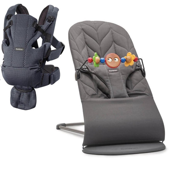 BabyBjörn Bliss Ana Kucağı Petal Cotton Oyuncaklı / Anthracite & Babybjörn Kanguru Move 3D Mesh / Anthracite - Baby Baby Bebek Mağazaları