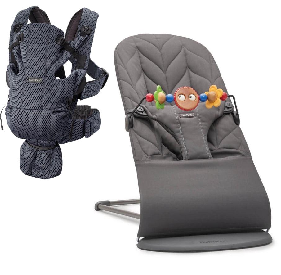 BabyBjörn Bliss Ana Kucağı Petal Cotton Oyuncaklı / Anthracite & Babybjörn Kanguru Move 3D Mesh / Anthracite
