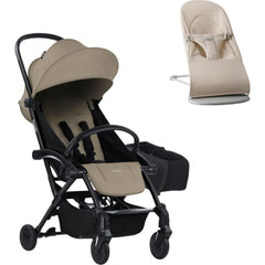 Balance Soft Ana Kucağı Woven Jersey Tri-Fabric Light Beige & Bumprider Connect³ Bebek Arabası Black-Sand- Yan Düzenleyici Çanta
