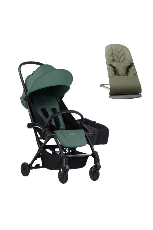 Bliss Ana Kucağı Petal Woven Dark Geen & Bumprider Connect³ Black-Olive Bebek Arabası - Ya