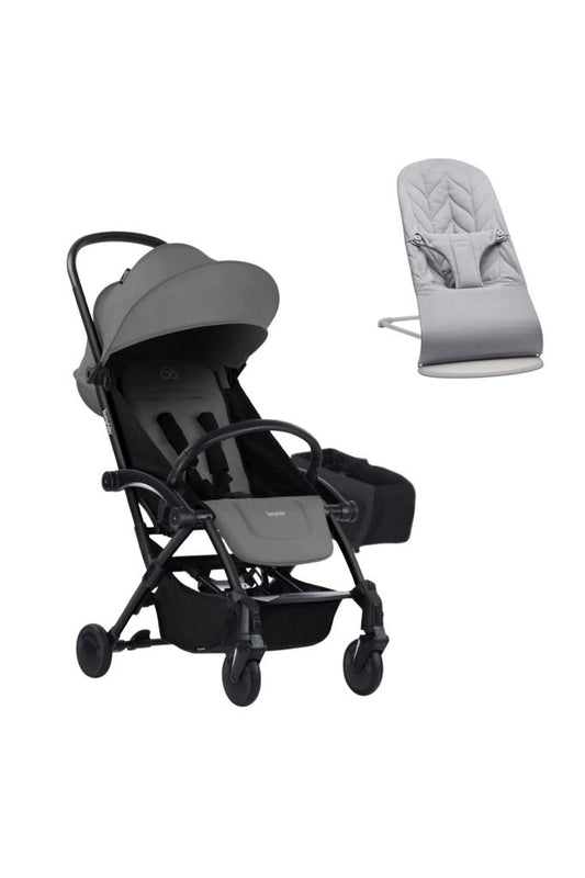 Bliss Ana Kucağı Petal Woven Grey & Bumprider Connect³ Bebek Arabası Black-Grey & Yan Düze