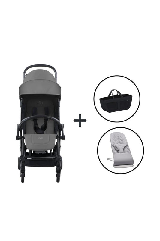 Bliss Ana Kucağı Petal Woven Grey & Bumprider Connect³ Bebek Arabası Black-Grey & Yan Düze