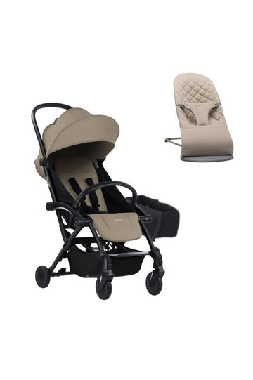 Bliss Ana Kucağı Woven Sand Grey & Bumprider Connect³ Bebek Arabası Black-Sand - Yan Düzen