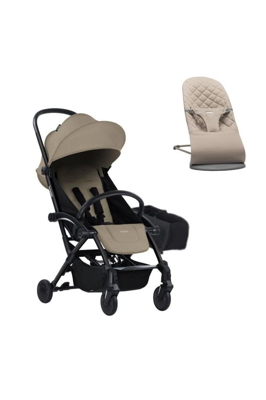 Bliss Ana Kucağı Woven Sand Grey & Bumprider Connect³ Bebek Arabası Black-Sand - Yan Düzen