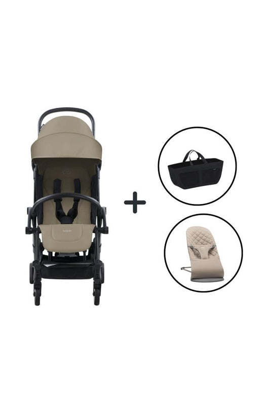 Bliss Ana Kucağı Woven Sand Grey & Bumprider Connect³ Bebek Arabası Black-Sand - Yan Düzen