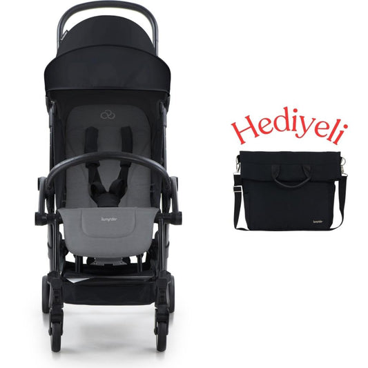 Connect³ Bebek Arabası Black-Grey Melange & Yan Bakım Çantası Hediyeli