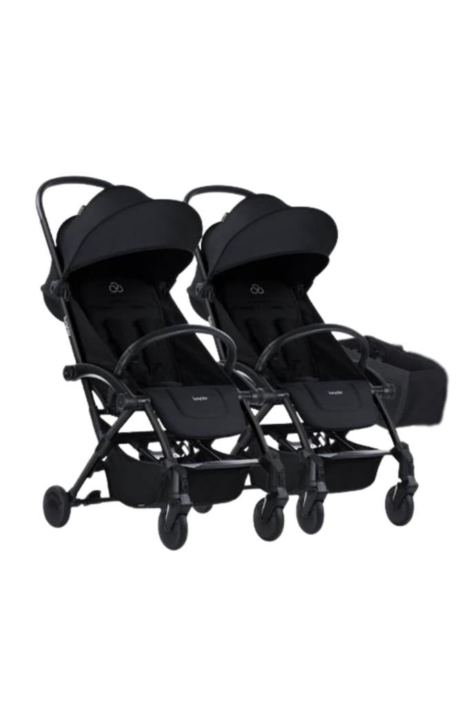 Connect³ İkiz Bebek Arabası / Black - Black & Yan Düzenleyici Çanta Hediyeli