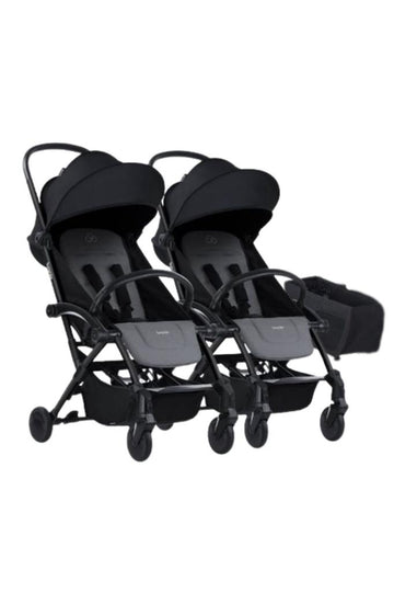 Connect³ İkiz Bebek Arabası / Black - Grey Melange & Yan Düzenleyici Çanta Hediyeli