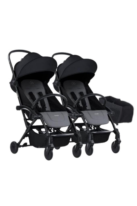 Connect³ İkiz Bebek Arabası / Black - Grey Melange & Yan Düzenleyici Çanta Hediyeli