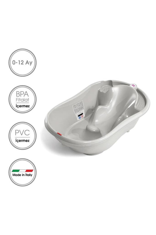 OkBaby Onda Banyo Küveti & Bebek Duşu & Doğal Banyo Süngeri No.10 / A.Gri