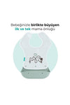 Silikon & Kumaş Katlanır Mama Önlüğü | 2-in-1 Powder Green