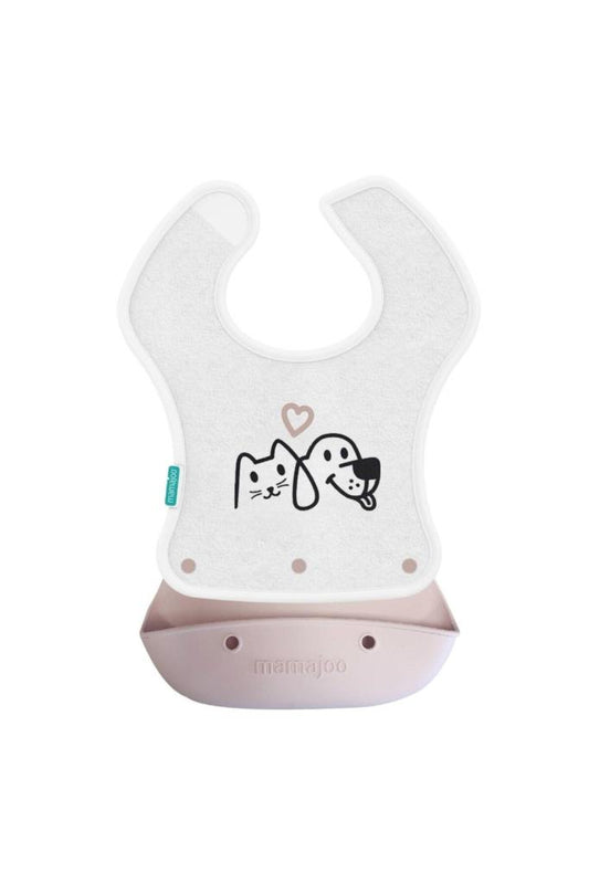 Silikon & Kumaş Katlanır Mama Önlüğü | 2-in-1 Powder Pink