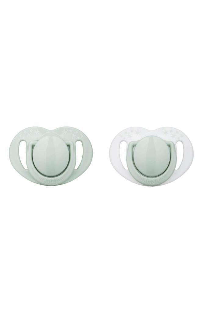 Sterilizasyon & Saklama Kutulu Silikon Ortodontik Ikili Emzik Powder Green / 0 Ay +