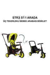 STR3 Plus 5’i 1 Arada Modüler Katlanabilir Bebek Arabası ve Üç Tekerlekli Bebek Bisikleti - Green