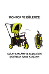 STR3 Plus 5’i 1 Arada Modüler Katlanabilir Bebek Arabası ve Üç Tekerlekli Bebek Bisikleti - Green