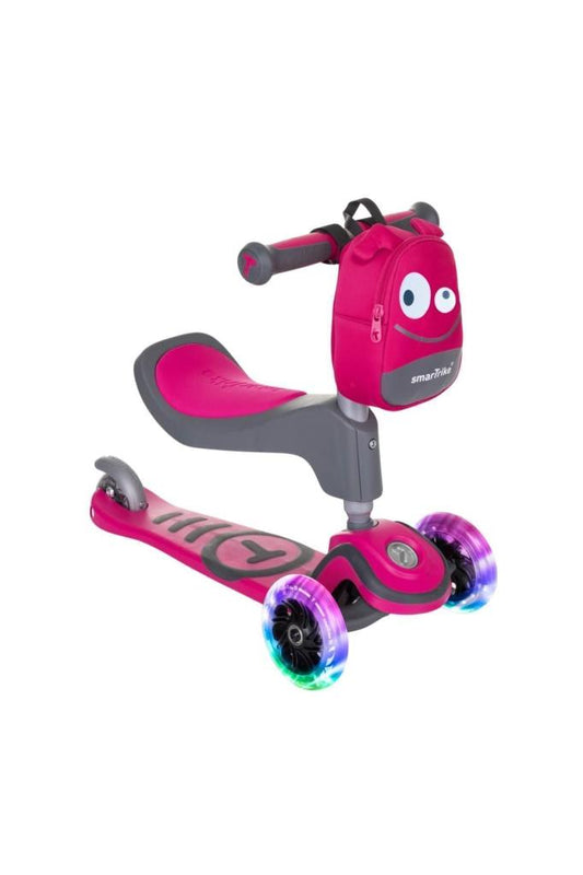 T1 3’ü 1 Arada Oturaklı ve Çantalı Çocuk Scooterı (15 Ay - 5 Yaş) - Pink